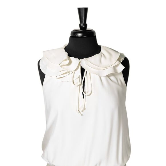 Amanda Uprichard Revolve Belle Kimmie Dress Ivory Keyhole Ruffle Smocked Mini S - Picture 6 of 9